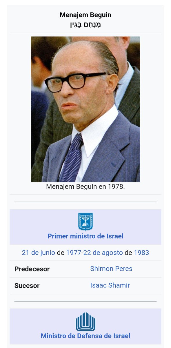 Manuel661864's tweet photo. @goz_artist @_martamaroto_ @gisbert_ruben @almuariza @abc_es @elmundoes @antena3com @noticias_cuatro @sextaNoticias @Palestinahoy01 @marca PERO COMO SOIS TAN MACABROS E HIPÓCRITAS COMO PARA TACHAR A OTROS DE TERRORISTAS CUANDO ISRAEL TUVO DE PRIMER MINISTRO AL DIRIGENTE DEL GRUPO TERRORISTA ISRAELÍ IRGUN EN EL 1977, EL MISMO QUE ATENTÓ CON UNA BOMBA EL HOTEL REY DAVID EN EL 1946 BAJO MANDATO BRITÁNICO. https://t.co/jiEPNYkPnh