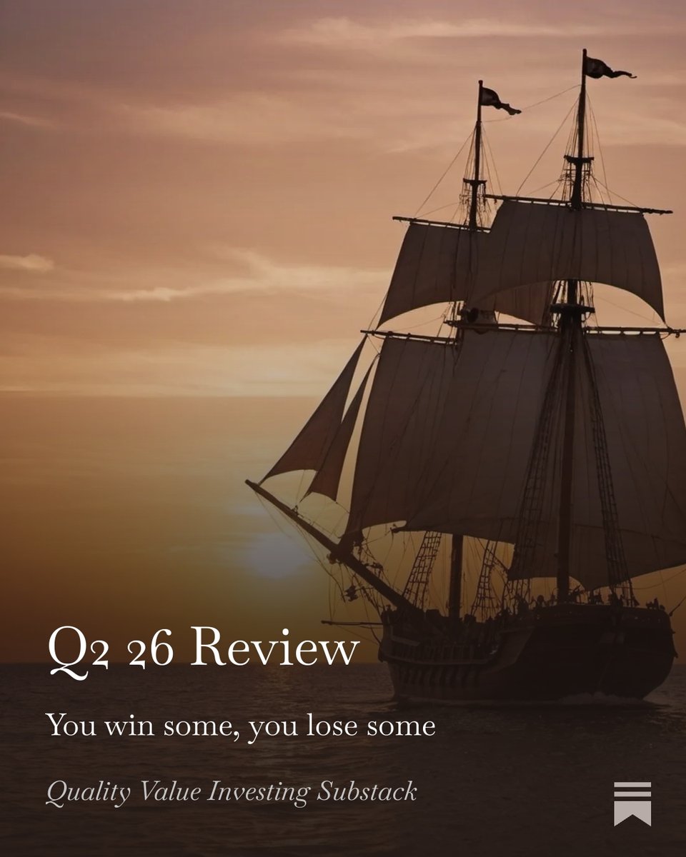 qualityvalueinv's tweet photo. Here's my Q2 26 review. You win some, you lose some. Hope you'll have fun reading!
Link below. 🔗 https://t.co/Y7Mhp4GeaT