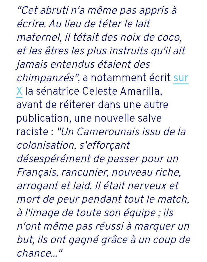 Shelby5465oid's tweet photo. Je vais remettre la déclaration de Celeste Amarilla la raciste et négrophobe du Paraguay, car les Zemmour, Bardella, Le Pen et Retailleau pensent à l'identique. 

Voilà contre quoi lutte les antifascistes, une extrême droite de plus en plus virulente, qu'on va devoir faire voltiger.