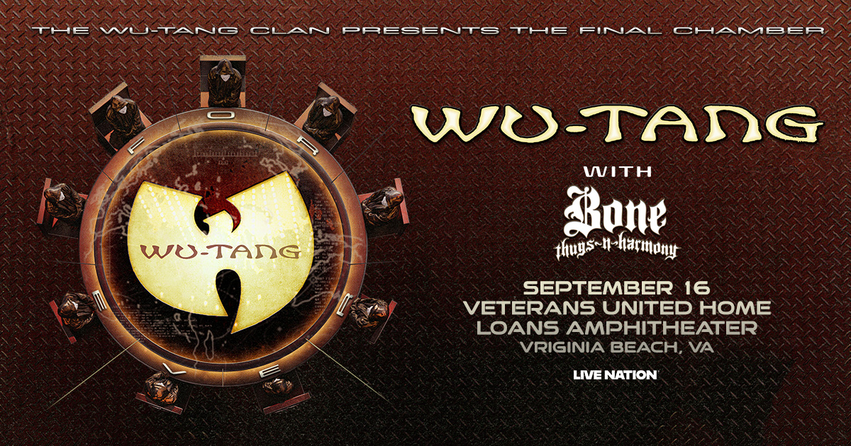 Hot91Online's tweet photo. @WuTangClan history, live in your city. 🐝

Bringing greatness to @VABeachAmp Veterans United Home Loans Amphitheater on 9/16 with special guest @RealBoneThugs!

Tickets on-sale now https://t.co/n41nF33xwe . Wu-Tang is forever.👐🏾 https://t.co/49pVk74OxO