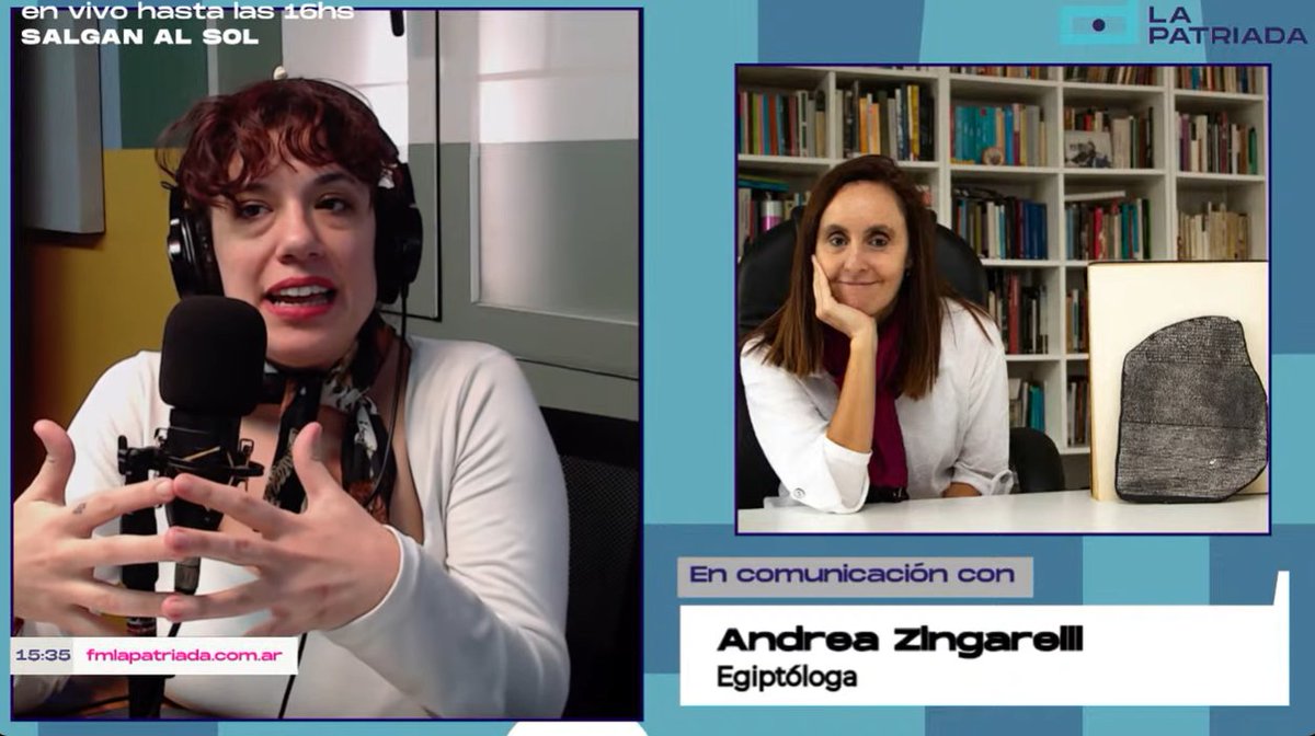 FMLaPatriada's tweet photo. #AHORA 🎙️ Dialogamos con Andrea Zingarelli, egiptóloga y docente, en #SalganAlSol por https://t.co/KsJHfJdX9s 🎧 https://t.co/Hfk5l9HqQv