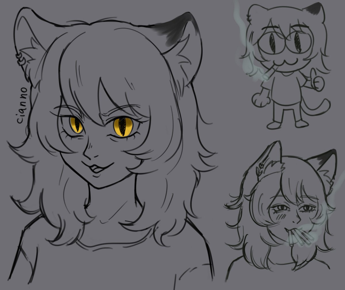 cianno_exe's tweet photo. #chainsmokercat #yanineko #sketch #art #anime #nekoarc  
 some sketches of Yaniko Satou https://t.co/Tjg3DpzjNv