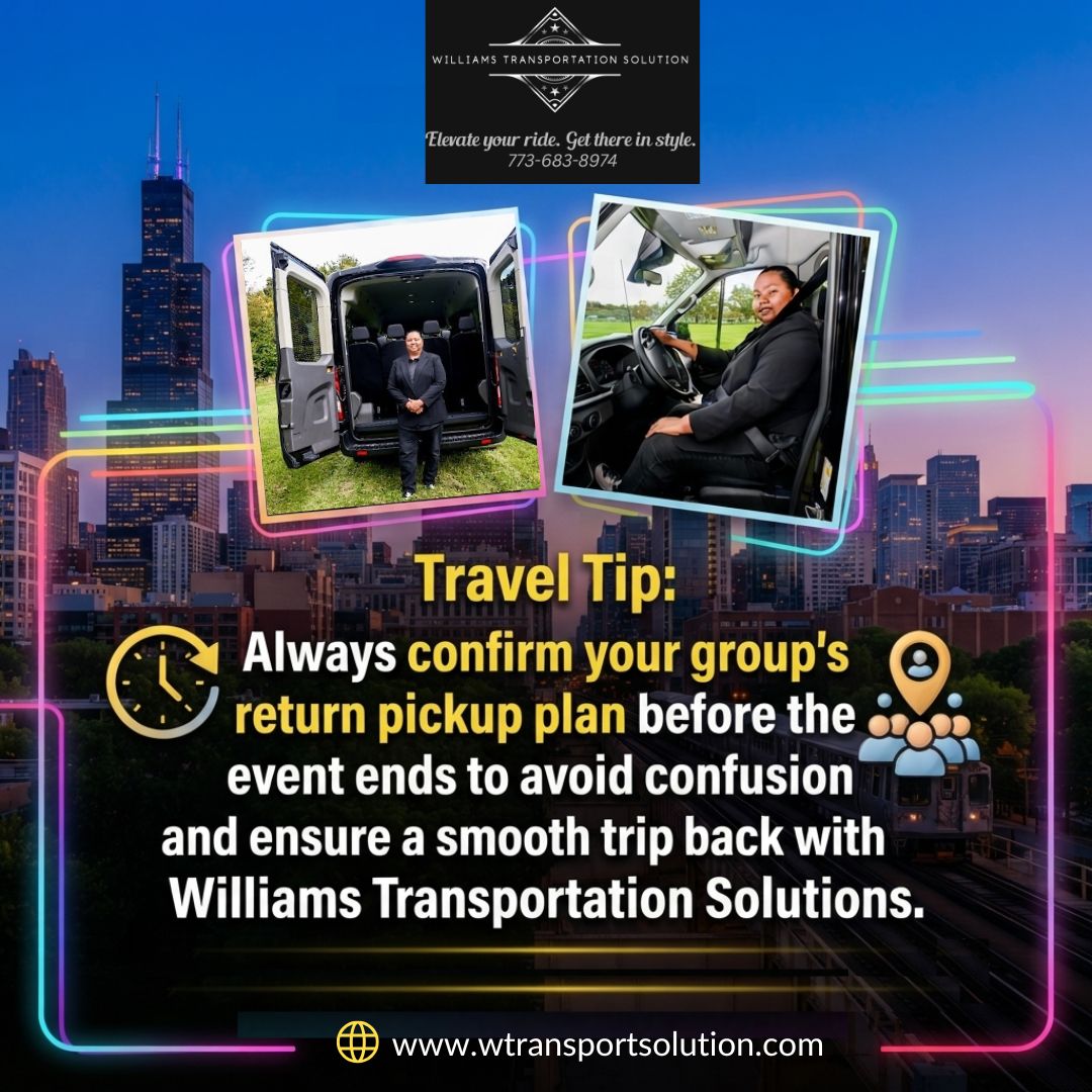 WilliamsTr10007's tweet photo. 𝗧𝗿𝗮𝘃𝗲𝗹 𝗧𝗶𝗽: Always confirm your group’s return pickup plan before the event ends to avoid confusion and ensure a smooth trip back with 𝗪𝗶𝗹𝗹𝗶𝗮𝗺𝘀 𝗧𝗿𝗮𝗻𝘀𝗽𝗼𝗿𝘁𝗮𝘁𝗶𝗼𝗻 𝗦𝗼𝗹𝘂𝘁𝗶𝗼𝗻𝘀.

#𝗧𝗿𝗮𝘃𝗲𝗹𝗧𝗶𝗽𝘀 #𝗚𝗿𝗼𝘂𝗽𝗧𝗿𝗮𝘃𝗲𝗹 https://t.co/f04pKMEPMc