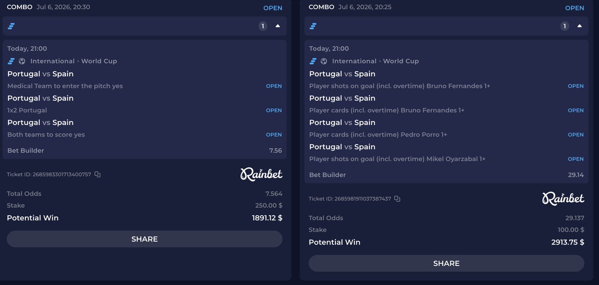 TrifectaKick's tweet photo. DAY 5!  IF ANY OF THESE WIN WE WILL GIVE SOMEONE UNDER CODE TRI $50!  (Must meet requirments)  
GOOD LUCK !#worldcup   

LIKE+RETWEET TO JOIN    

LEAVE RAINBET USERNAMES BELOW⬇️ https://t.co/z4dqeb67o6