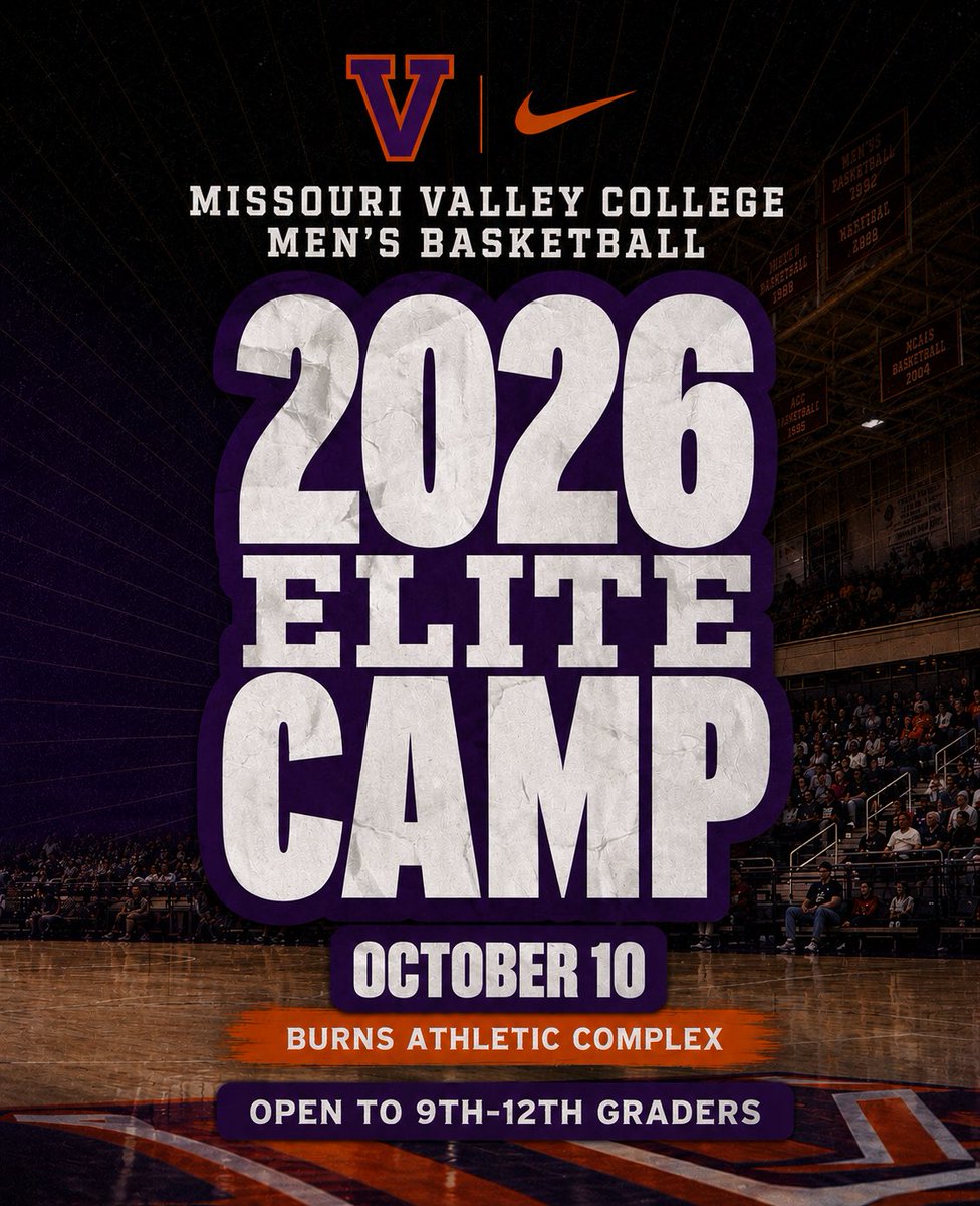 MVUMBasketball's tweet photo. Mark your Calendars!!! 
October 10th, 2026 We will be hosting our MVC Basketball Elite Camp and Skills Academy. Registration is available and open! 

Participants must attend the Elite Camp in order to be eligible for the Skills Academy. 

Register at  https://t.co/H6SkeBNE3A https://t.co/tk1AM2wd0r