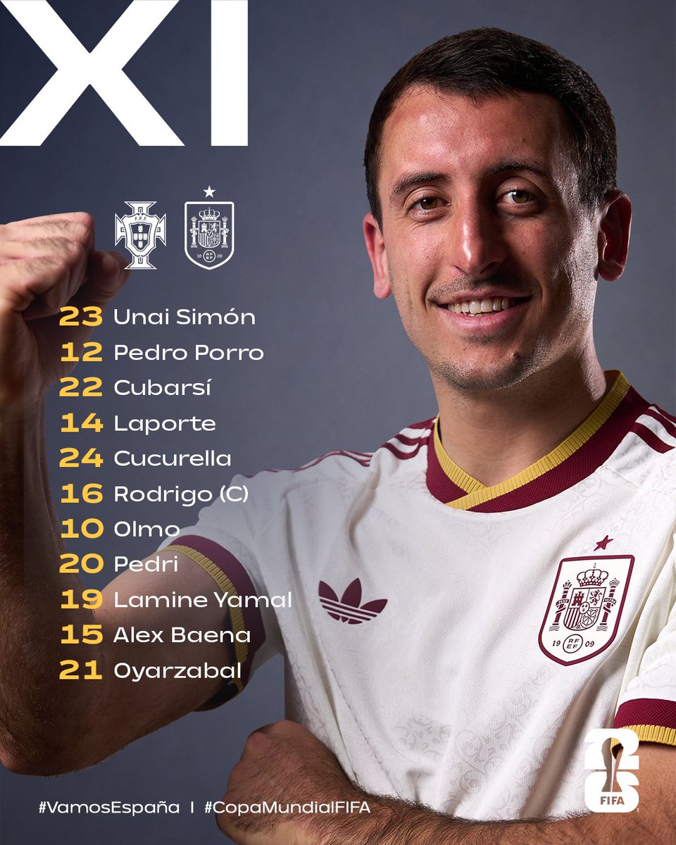 SEFutbol's tweet photo. 𝗥𝗘𝗖𝗨𝗘𝗥𝗗𝗔.

Así jugamos hoy.

#VamosEspaña | #CopaMundialFIFA https://t.co/Q9I80cJqjP
