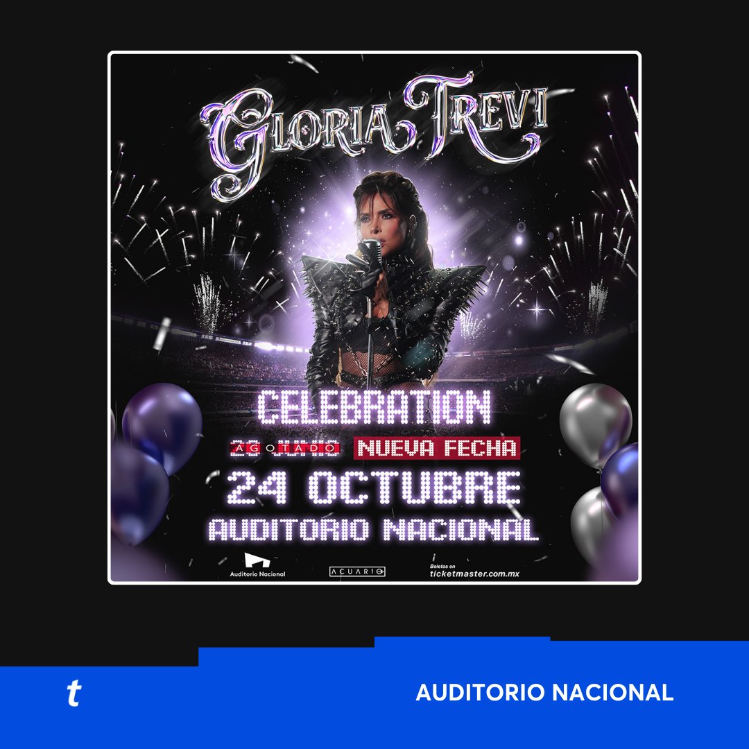 Ticketmaster_Me's tweet photo. El @AuditorioMx sonará a "Con los Ojos Cerrados", "Todos Me Miran" y otros grandes hits de @GloriaTrevi este 24 de octubre ¿te lo vas a perder? 🖤✨

Compra tus 🎟️🎟️ desde tu celular 👇
https://t.co/JDbPwBHVHn https://t.co/Wu4bASnAQ8