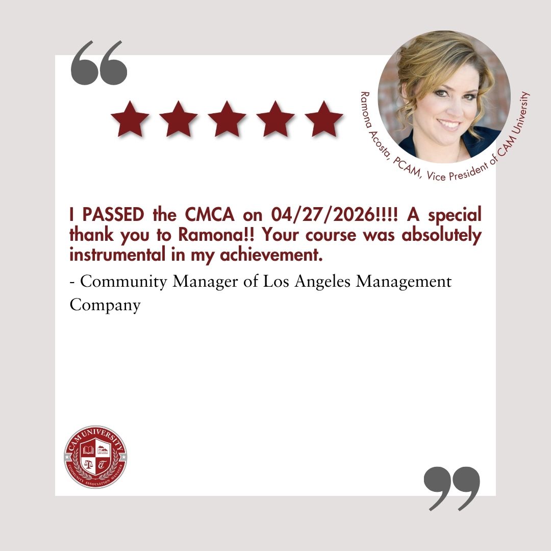 CAHOALaw's tweet photo. Success stories like this are why we do what we do. Thank you to Ramona Acosta, PCAM, for leading a program that's helping managers succeed across California. Next up: CMCA Study Group - July 24
&amp; Foundations - July 29–31. Register: https://t.co/Ra2uC4RRbW https://t.co/JSvAzOFHnD