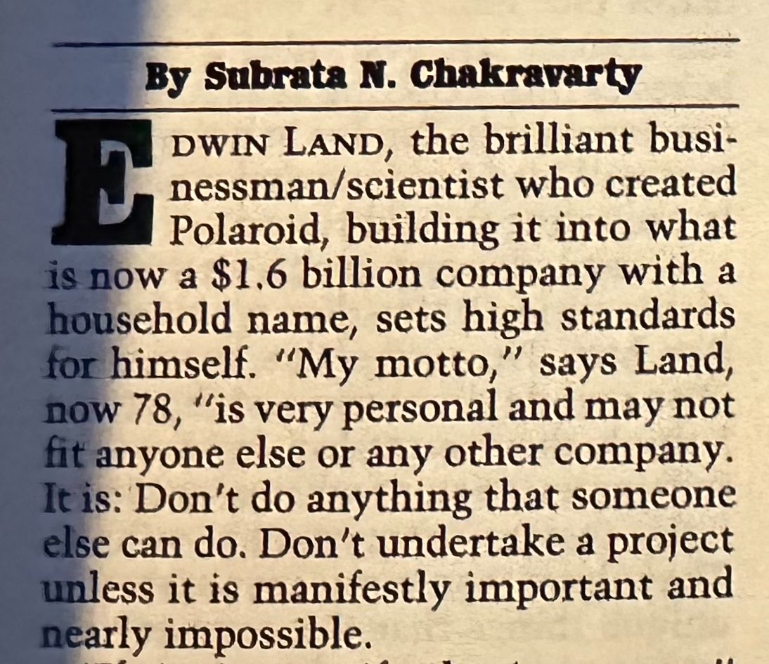 TeeFaircloth's tweet photo. @colossusmag “Don’t do anything that someone else can do.” 
Edwin Land https://t.co/l8XpTzp2qc