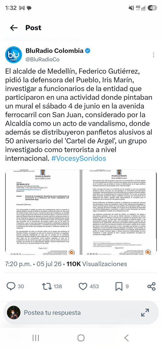 JuanOrtizfr's tweet photo. Blu: Carta de Argel="Cartel de Argel".

El Colombiano: Antifa=Intifada.

Da risa, pero no da risa. https://t.co/m6ZGlXqALn