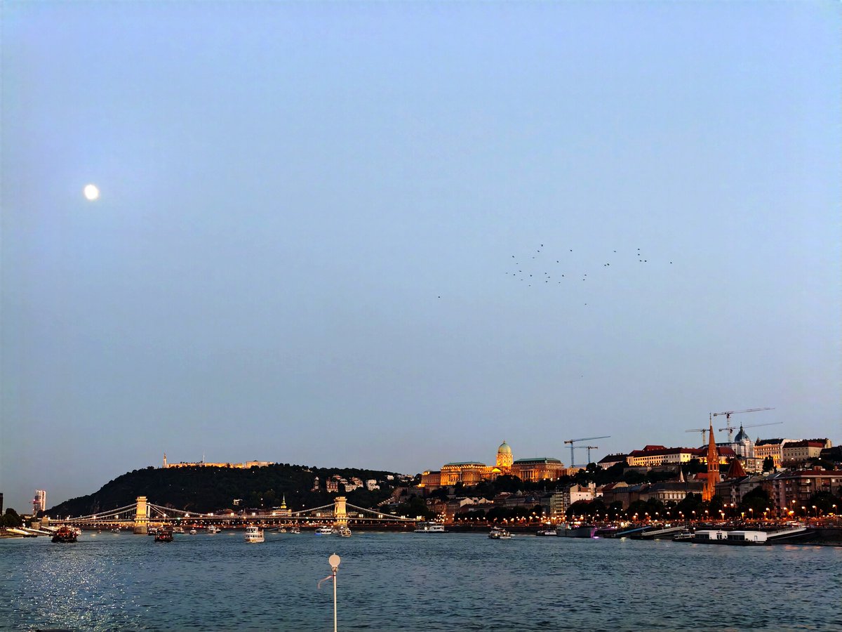 KatySnchez's tweet photo. Esta foto muestra el emblemático Puente de las Cadenas el río Danubio en Budapest y el Castillo de Buda iluminados #atardecer #Danubio #hacerfotos #puentedelascadenas #castillodebuda #lunallena https://t.co/KZMp9yu8FS
