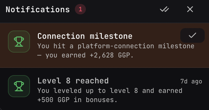 0xnebeth's tweet photo. Progression system activated ⏫

Leveling up and getting achievements for connecting games, socials, and creating and joining guilds are now live on @GorillasGuild

Next stop: game integration and live testing 🎮 https://t.co/FEooXTWkeQ