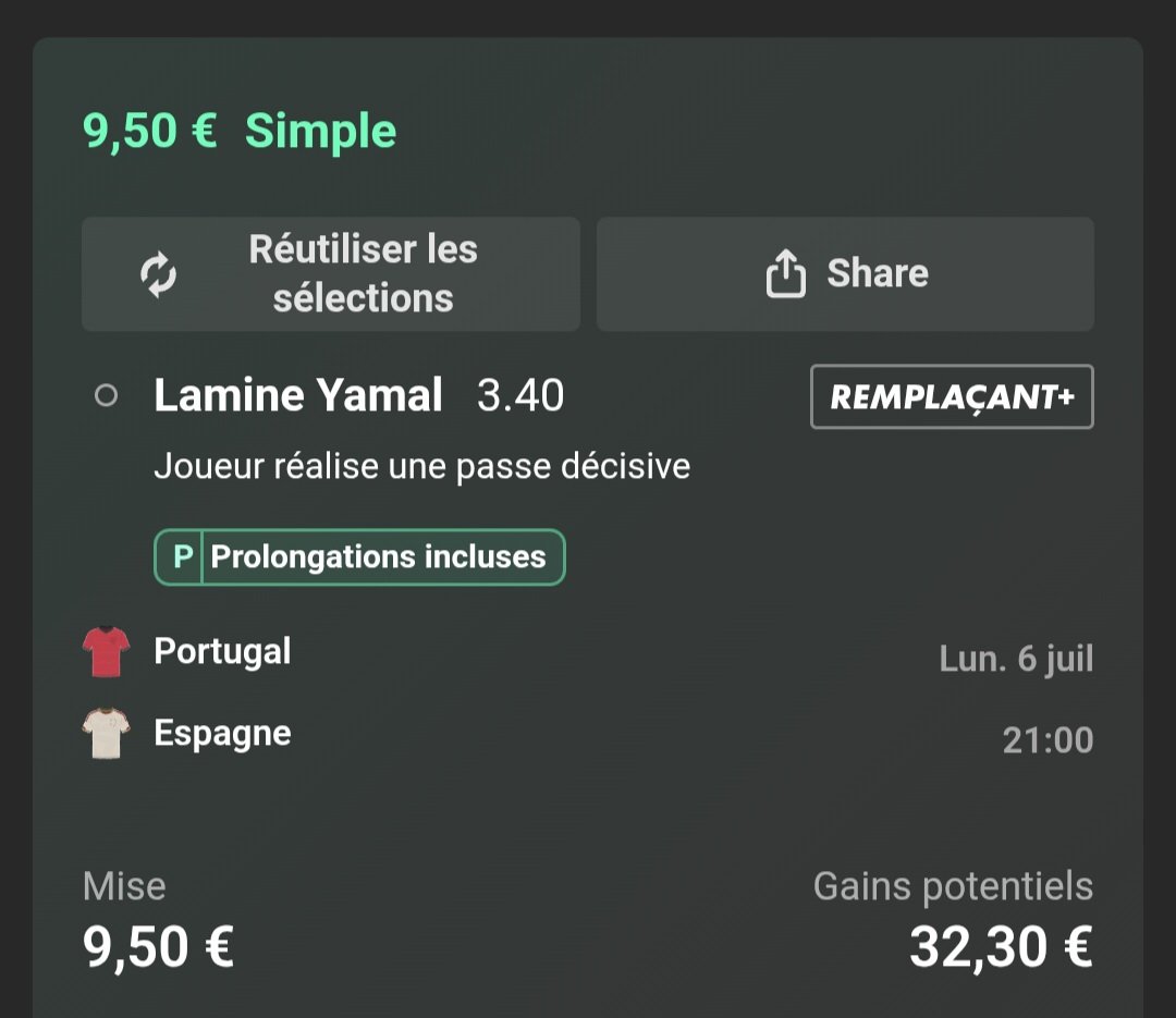 ValueBet3's tweet photo. Pas de BOOST BETCLIC donc je complete avec 2 bets passeurs 🇪🇦🔥 avec garantie sub inclus ! 😉

➡️ 0,4% Dc passeur Baena/Cucu'
➡️ 0,4% Yamal passe https://t.co/goFACE28XR