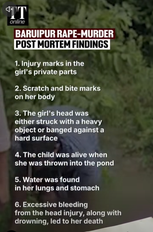 onkeyta_'s tweet photo. A preliminary post-mortem report revealed that the girl had suffered severe injuries, confirming that she had been sexually assaulted. The report indicated that "she was alive when she was dumped in the pond," as it found evidence of "antemortem drowning with water in her lungs." https://t.co/nCG3SbFOPE