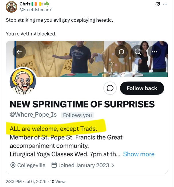 Where_Pope_Is's tweet photo. HEY @FreeIrishman7 

I am not a cosplayer, I play pickleball.
Wow 🙄 https://t.co/hFvPnzfYdd