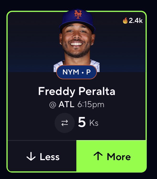 Benjamin1578113's tweet photo. POTD 14-4 U

Freddy Peralta “O” 5 strikeouts 

#prizepicks https://t.co/MmbxoByOFB