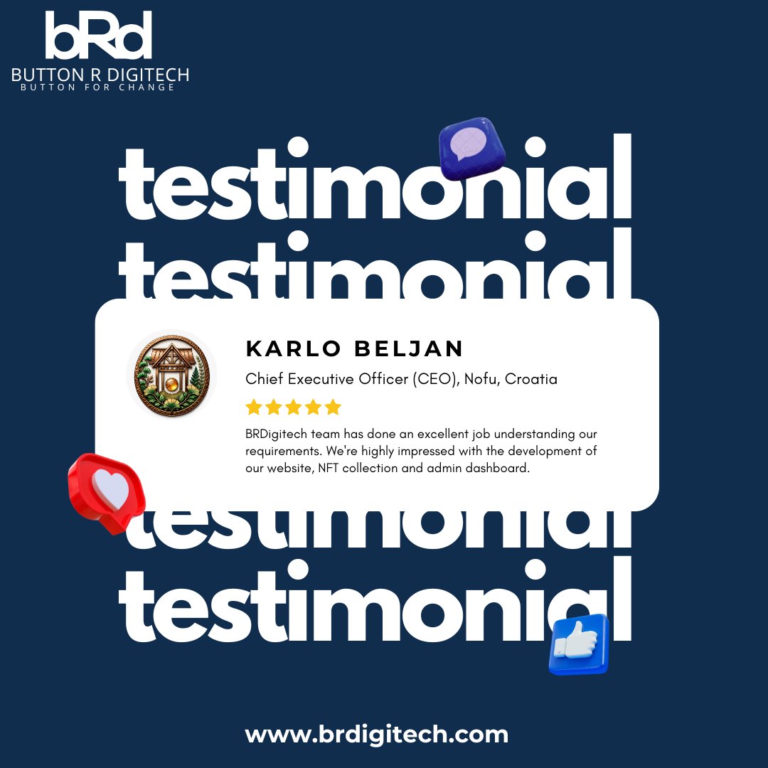 brdigitech_'s tweet photo. Every client testimonial reflects our commitment to excellence.
Thank you @NofuHub, for your trust and valuable feedback. We truly appreciate the opportunity to bring your vision to life.
Visit us: https://t.co/I1MV5PUV5y
#ClientTestimonial #TechSolutions #BRDigitech https://t.co/TwnZlou4qd
