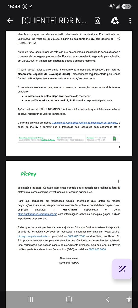 Tio_Fenix's tweet photo. Passando para agradecer a ouvidoria @picpay, a próxima vez que for extorquido por criminosos fardados vou lembrar de pedir 1 segundo e verificar no FEBRABAN se devo fazer o pagamento da extorsão exigida ou se peito e corro risco de vida. Obrigado. https://t.co/cbKv5frB5h