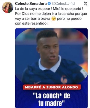noeliaizarza's tweet photo. Estimado Presidente Santiago Peña (@SantiPenap):

Le escribo como periodista acreditada en la Copa Mundial de la FIFA 2026, como latinoamericana y como una persona que cree profundamente que el deporte debe unir a los pueblos, no dividirlos.

Las declaraciones de la senadora Celeste Amarilla (@CelesteSenadora) contra Kylian Mbappé no solo son ofensivas; proyectan una imagen de intolerancia que no representa los valores que muchos admiramos del pueblo paraguayo.

Cuando una figura pública utiliza expresiones que pueden interpretarse como racistas o discriminatorias, el daño trasciende una opinión personal. Sus palabras terminan representando a un país entero y deterioran su imagen ante el mundo.

Que Kylian Mbappé, uno de los futbolistas más importantes del planeta, haya sentido la necesidad de responder públicamente demuestra la magnitud de lo ocurrido. Paraguay merece ser noticia por el talento, la pasión y la calidad de su fútbol, no por este tipo de episodios.

Por ello, considero que corresponde un pronunciamiento claro de las instituciones y, de ser procedente, las acciones disciplinarias que establezcan las normas paraguayas. No por censurar opiniones, sino porque quienes ocupan cargos de representación tienen una responsabilidad mayor sobre el impacto de sus palabras.

Estoy convencida de que la inmensa mayoría de los paraguayos no comparte este tipo de expresiones. El fútbol despierta emociones intensas, pero nunca debe convertirse en una excusa para la discriminación.

Ojalá este episodio sirva para reafirmar que el respeto siempre debe estar por encima de cualquier rivalidad deportiva  

Noelia Izarza