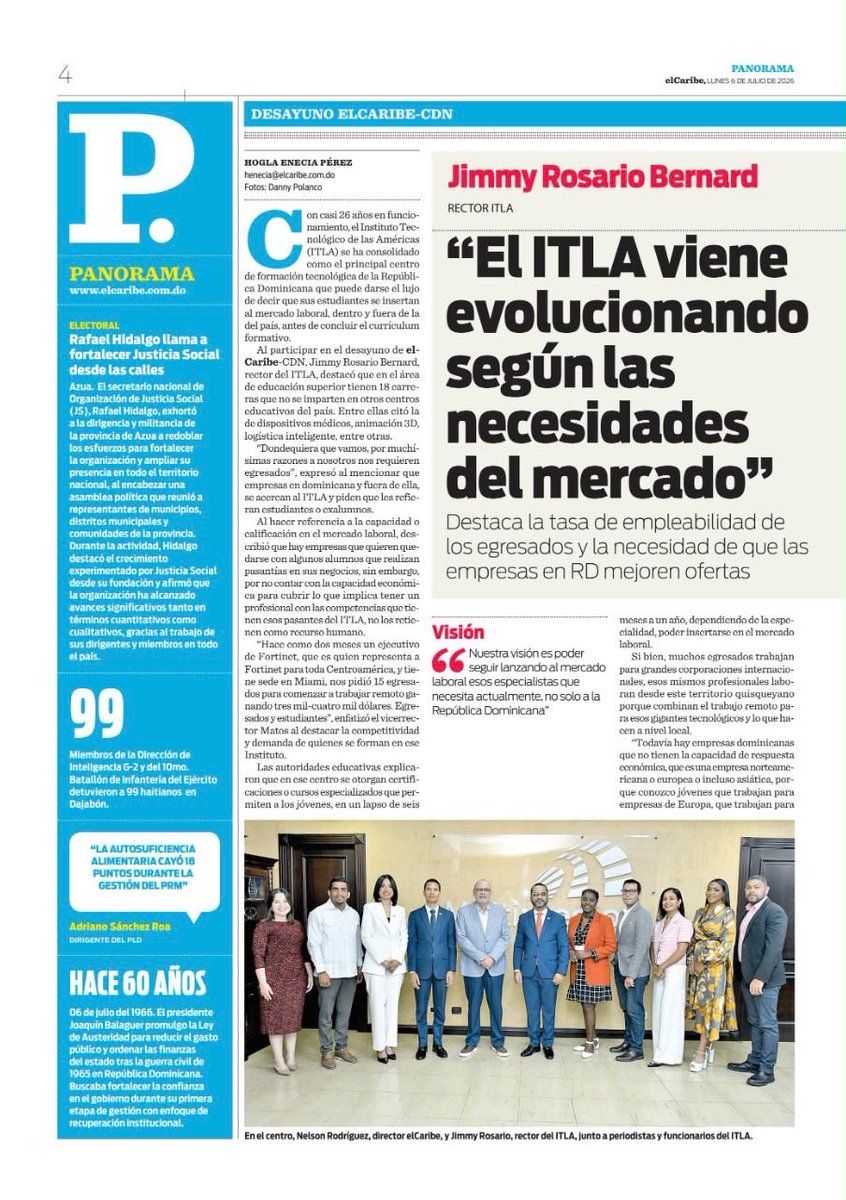 rosariojimmy's tweet photo. En el @ITLARD evolucionamos de manera constante, identificando diariamente las necesidades del mercado para diseñar programas académicos alineados con las demandas actuales y futuras. Nuestro compromiso es formar profesionales altamente capacitados que aporten al desarrollo, la innovación y la sostenibilidad del país, respondiendo de forma efectiva a los retos de un entorno en permanente transformación.

#JimmyRosario #ITLA #Tecnologia #Educación