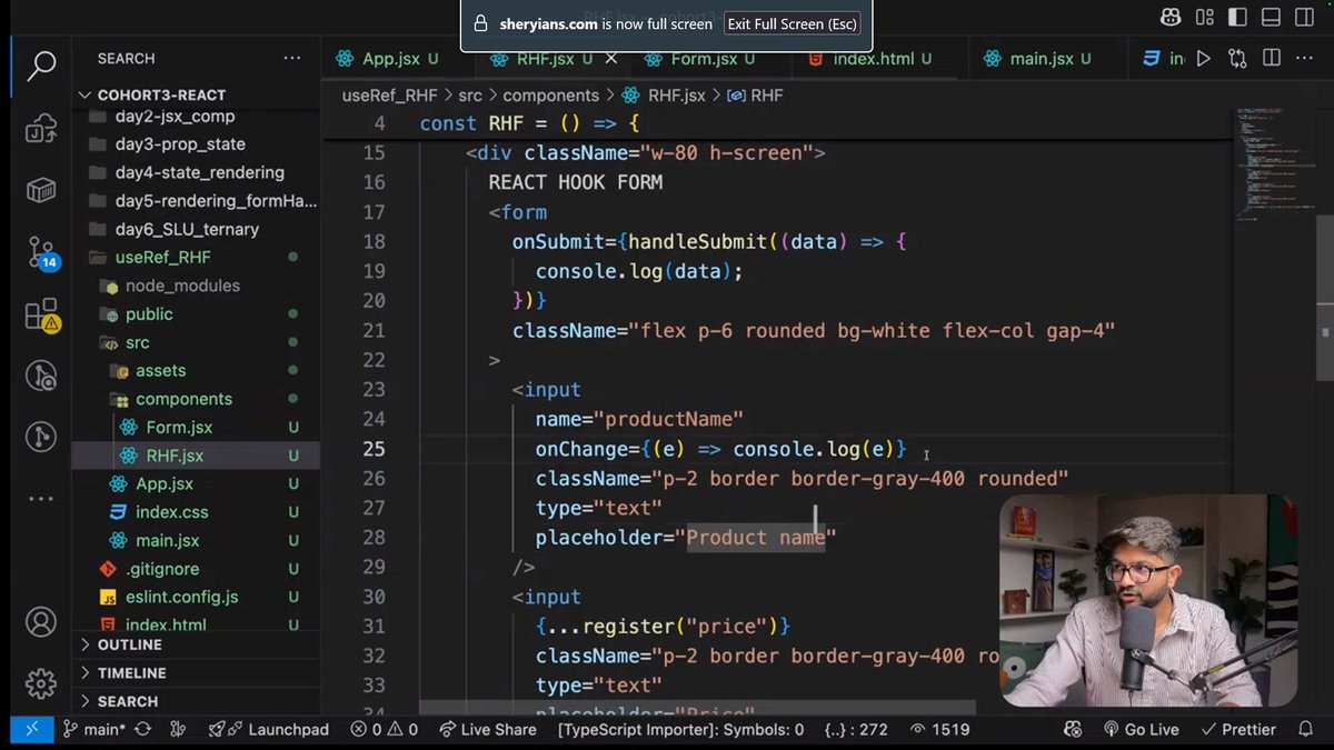 snydercodes09's tweet photo. Day 41 locked in. @sheryians_ cohort 3.0🔒
Built forms with React Hook Form and explored useRef.
React keeps getting cleaner. ⚛️
#ReactJS #ReactHookForm #BuildInPublic #Sheryians #Cohort3 https://t.co/6HE6meUwZJ