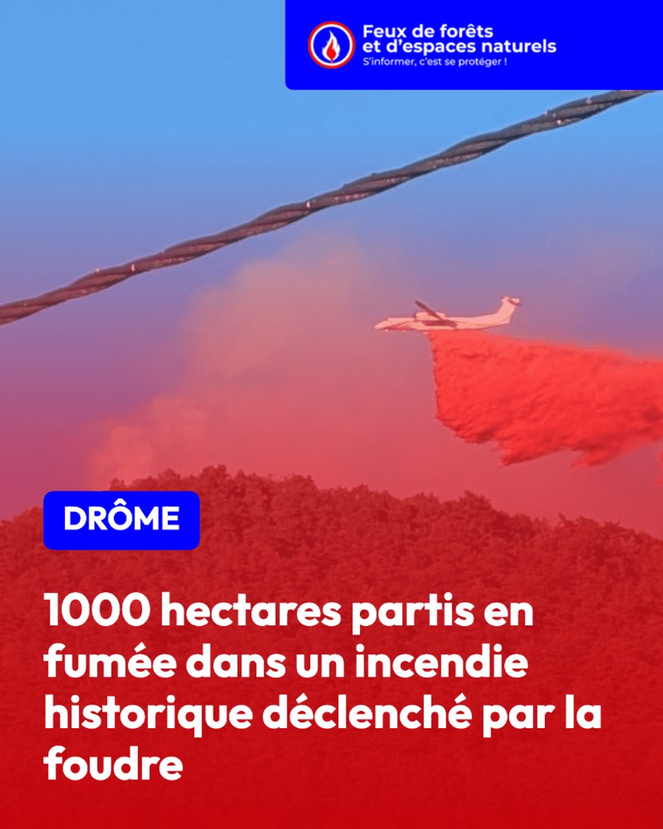 FeuxdeForet_FR's tweet photo. Un incendie historique ravage le massif de Justin dans la Drôme, avec 1000 hectares brûlés et deux villages évacués. Les pompiers luttent contre les flammes depuis le 24 juin. 

➡️ https://t.co/UtNAhDQ6Au https://t.co/1mt6eciAVC