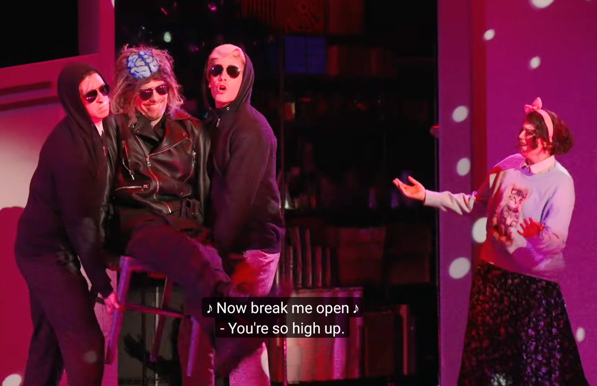 coffeebooksnerd's tweet photo. The extra detail of Paul and Hidgens being used as extras (and Paul not singing!) in "You Tied up My Heart" is just so good. I love how it adds to the theory that Pokey is looping the show and just playing with his dolls. https://t.co/UqNipDl0w9