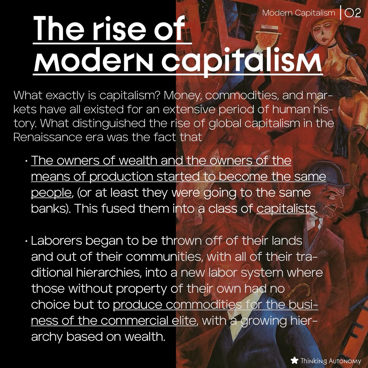 nobodydrove's tweet photo. Here’s an infographic series about the history of modern capitalism. I wrote the text and @colettebabelle on Instagram designed the graphics. 

🧵 https://t.co/Ck5B02C0Eq
