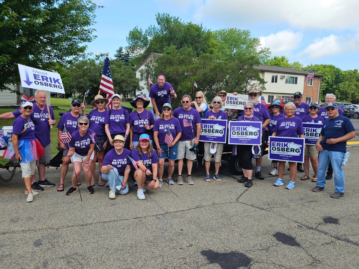 DflCounty's tweet photo. Great parade crew for the Spicer 4th of July Parade.  Lots of people wishing us well, thanking us for running &amp; saying things like “You got my vote!”   Thanks for your Support.  Erik Osberg   https://t.co/v6e70zp6hX  #voteblue2026 https://t.co/sMmSHOr6Yk