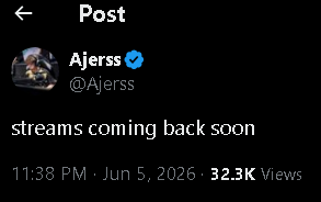 pixy32r's tweet photo. @Ajerss Nice dont be like this guy that said the same thing and only went live once. https://t.co/ekPD6FQODD