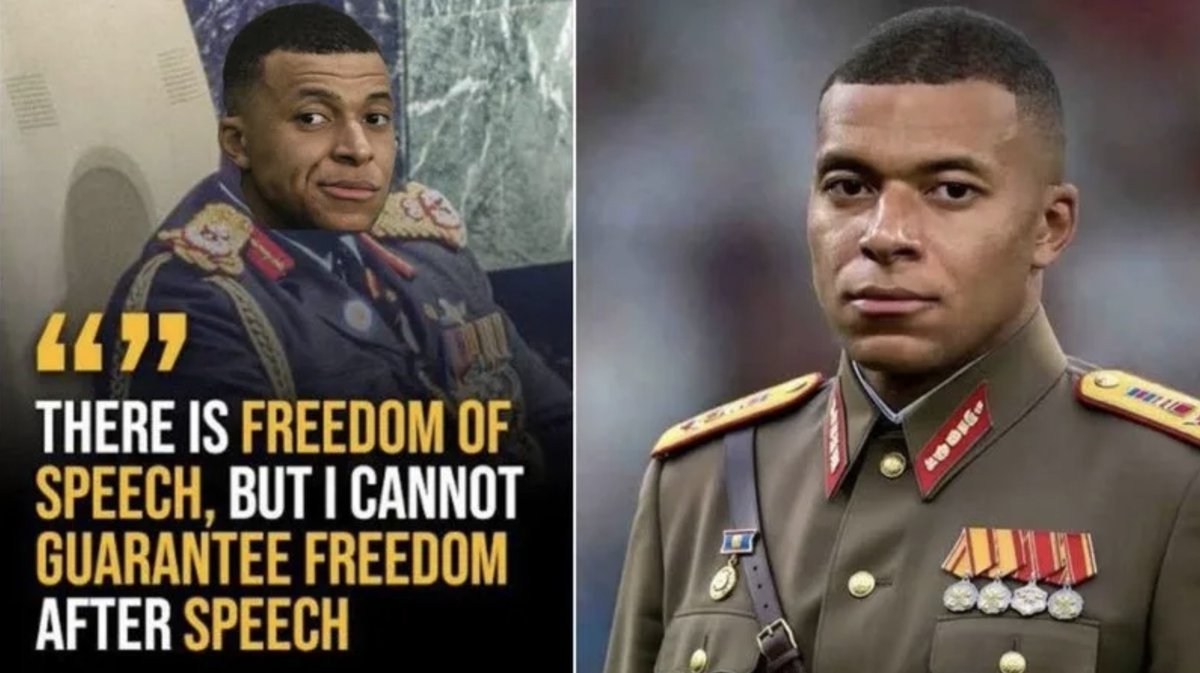 EFSantagada's tweet photo. "Nunca permitiré que personas como ella tengan la libertad de propagar su odio y su racismo por todo el mundo."

¿Y quién sos vos para no permitir que exprese lo que vos entendés por odio y racismo?

¿Vos podés insultar, ofender, menospreciar y bullynear pero no te bancás que te lo hagan a vos?

El meme de dictador te lo tenés bien merecido, Kylian.