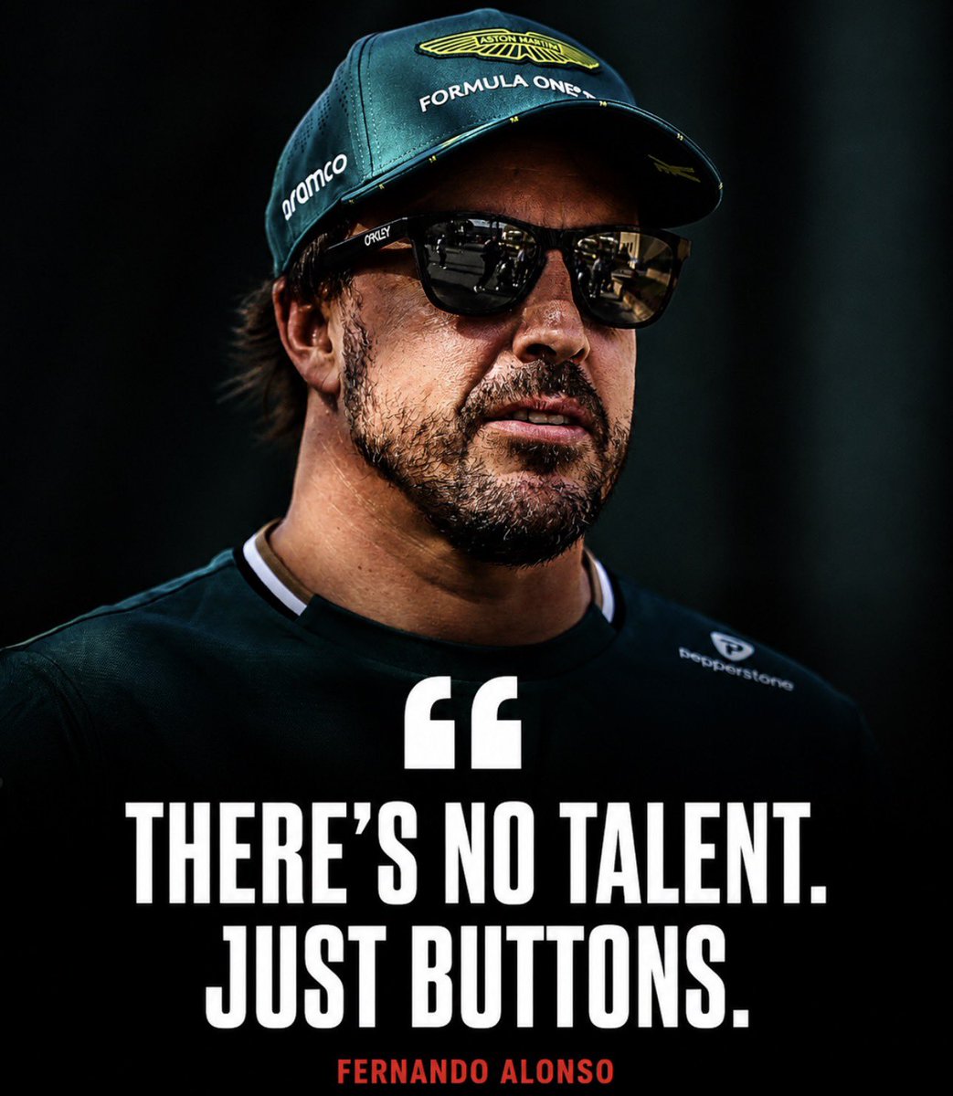 evrythngformu1a's tweet photo. Fernando Alonso doesn’t hold back on modern Formula 1. 😬 

“In this F1, there’s neither talent, nor speed, nor risk-taking. You just press a button and overtake if you have more power than the car in front.”

A brutal criticism of the current regulations.

#F1 | #BritishGP https://t.co/tSdsPeP1qQ