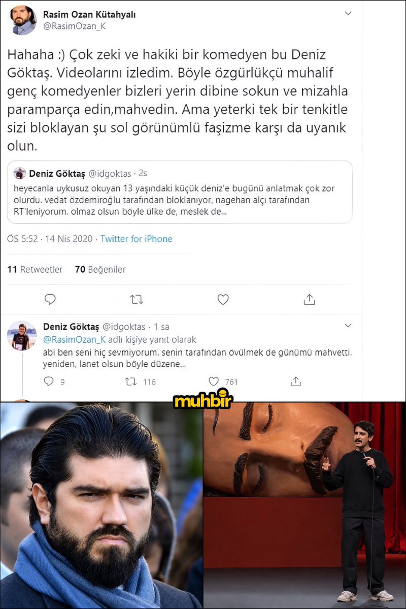 ajansmuhbir1923's tweet photo. Deniz Göktaş’ın, 2020 yılında kendisinden övgüyle bahseden Rasim Ozan Kütahyalı’ya verdiği yanıt ortaya çıktı:

“Abi ben seni hiç sevmiyorum. Senin tarafından övülmek günümü mahvetti.

Lanet olsun böyle düzene…” https://t.co/I4cMSmSH6G