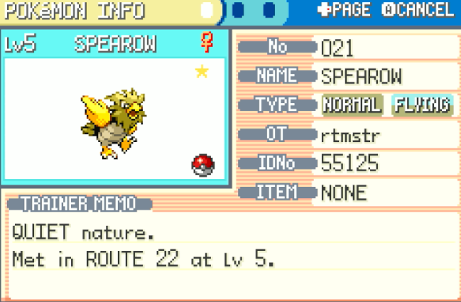 pokusora's tweet photo. After 7 phases and almost 40k encounters I've finally caught the 10% spearow in Route 22. Route 22 done for the RouteMaster challenge: https://t.co/1YTZc7IkCh