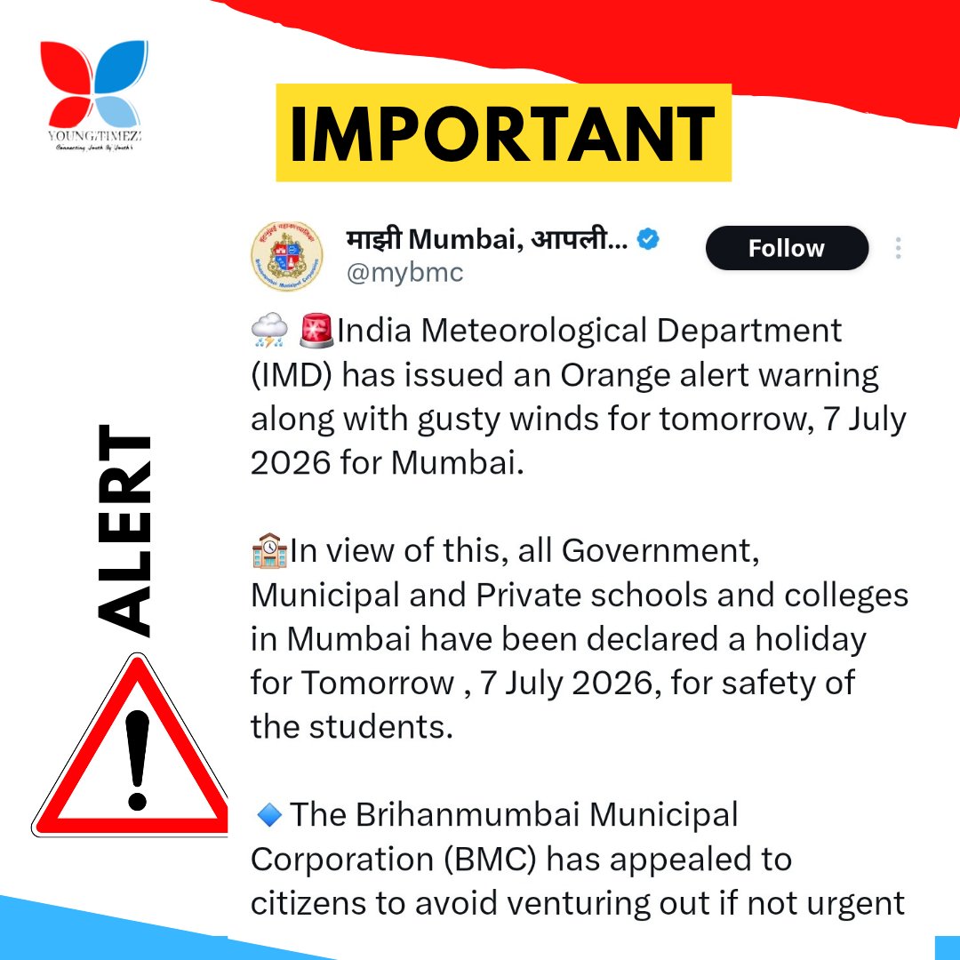 TimezYoung's tweet photo. Alert  ⚠️  

#StaySafe 
#StayHome
#Mumbairain https://t.co/9GhPY9wiqp