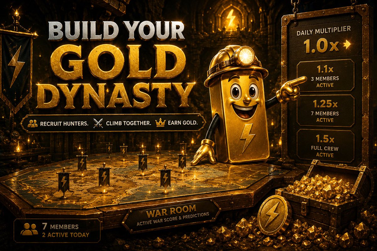 FlashyGoldHQ's tweet photo. ⚔️ Welcome to the #FlashyWarRoom.

The foundation of the civilization is set. 

Recruit your hunters, claim your territory, and scale your daily multipliers. Every active member compounds the vault.

🥇 3 Members Active = 1.1x Multiplier 
🏅 7 Members Active = 1.25x Multiplier 🔥 Full Crew Active = 1.5x Multiplier

The map is live. Secure your slot or get raided.

👇 Enter the loop: https://t.co/DKCuh6hP1b