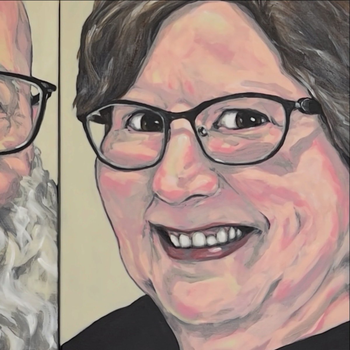 allanlanestudio's tweet photo. “Portrait of My Neighbors, Joe and Cathy (Diptych)” 2026. Acrylic on canvas. 32 x 20. https://t.co/hRVcM5RIvU