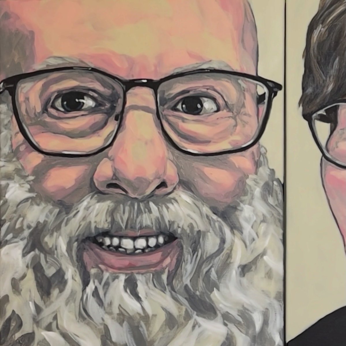 allanlanestudio's tweet photo. “Portrait of My Neighbors, Joe and Cathy (Diptych)” 2026. Acrylic on canvas. 32 x 20. https://t.co/hRVcM5RIvU