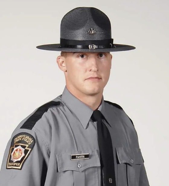 BlueSkyNThunder's tweet photo. @MassGovernor Pennsylvania State Trooper Michael Pahira, say his name, because his blood is on your hands. https://t.co/mrXiiYSYFC