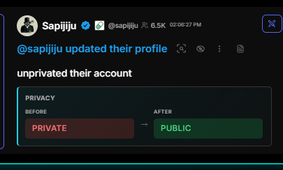 DrPumpMD's tweet photo. Sapiju supposed founder of PF just unprivated his account after 2 years?

this is fucking huge https://t.co/k3v21AMPxR