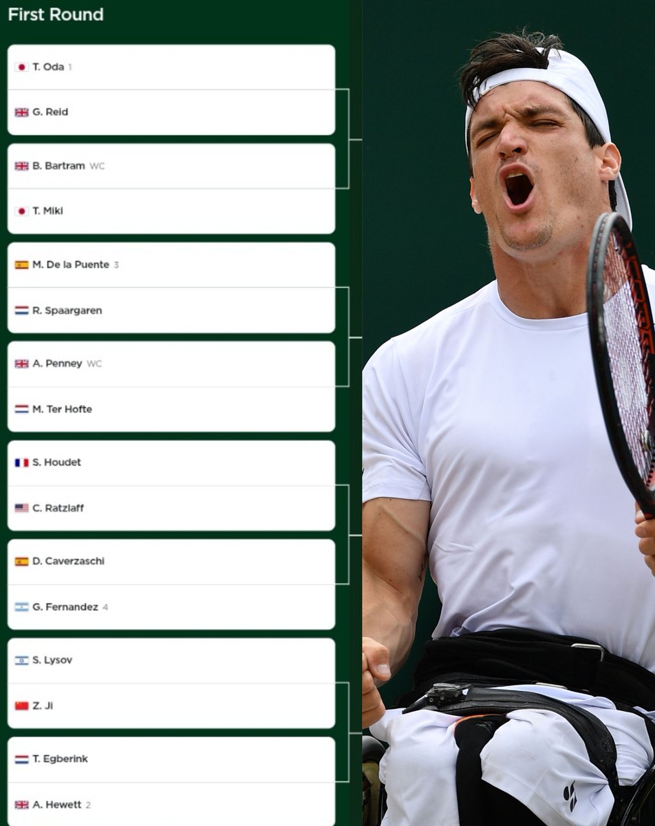 albicelesteilu's tweet photo. 🏆 El cuadro masculino de #Wimbledon 2026, tenis adaptado. 

🇦🇷 Gustavo Fernández debutará mañana en el segundo turno de la cancha 14 ante 🇪🇦 Caverzaschi. https://t.co/2sycthe0UW