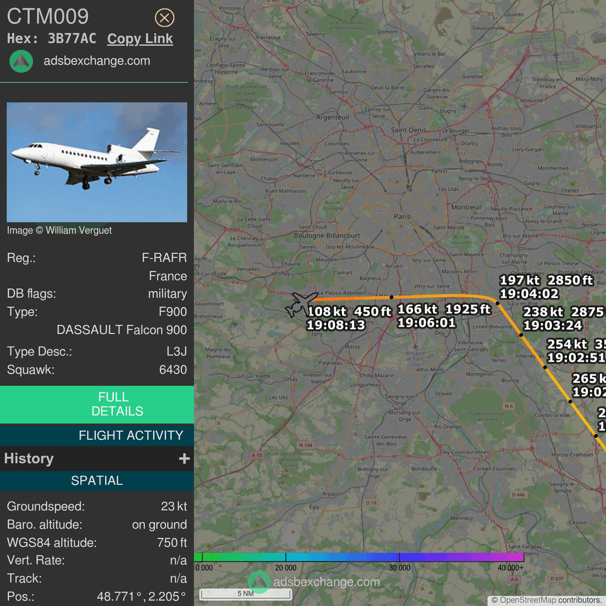 FlottePresident's tweet photo. 🛬 Le Dassault Falcon 900EX EASy 🇫🇷 République Française immatriculé #FRAFR a atterri près de Villacoublay/Vélizy, France.

📋 Bilan (estimation) :
~ 1h04 de vol
~ 713 km parcourus
~ 900 kg de carburant consommé

Revoir ce vol #CTM009 : https://t.co/mTVQSSd3M1 https://t.co/wITNjJ2fvk