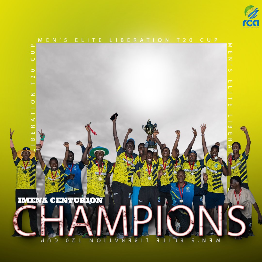 RwandaCricket's tweet photo. What a final! After a thrilling contest, Imena Centurion held their nerve to defeat Ingabo Titans by 3 wickets and lift the Men's Elite Liberation Cup trophy.
#RwandaCricket #GrowingWithEveryStep #EliteLiberationCup https://t.co/KrgjaKA9Cg
