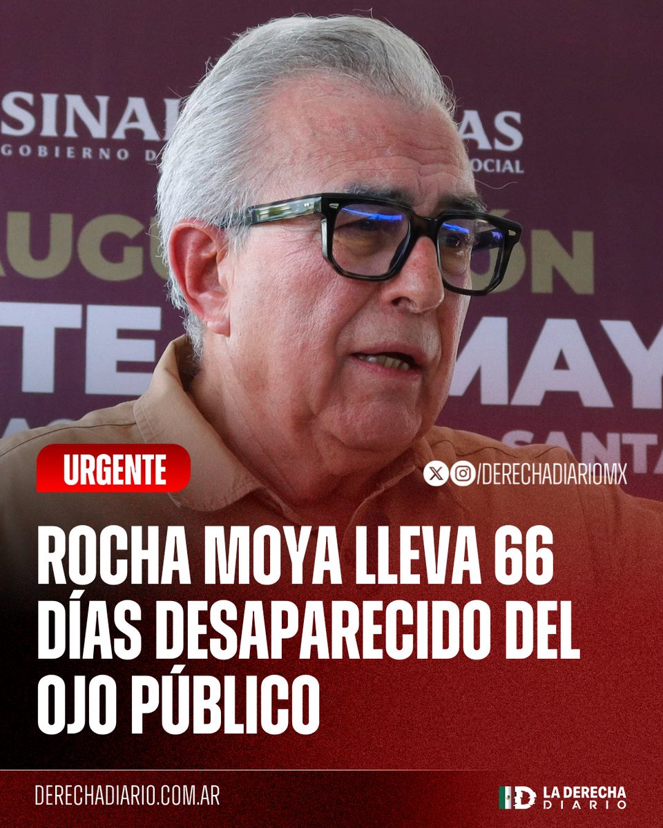 DerechaDiarioMX's tweet photo. 🚨🇲🇽 | #URGENTE ¿Y ROCHA?: El narcogobernador Rubén Rocha Moya cumple más de 66 días desaparecido del ojo público tras haber sido acusado por EE.UU. de tener vínculos con el Cártel de Sinaloa. https://t.co/AYwWBY5Agy