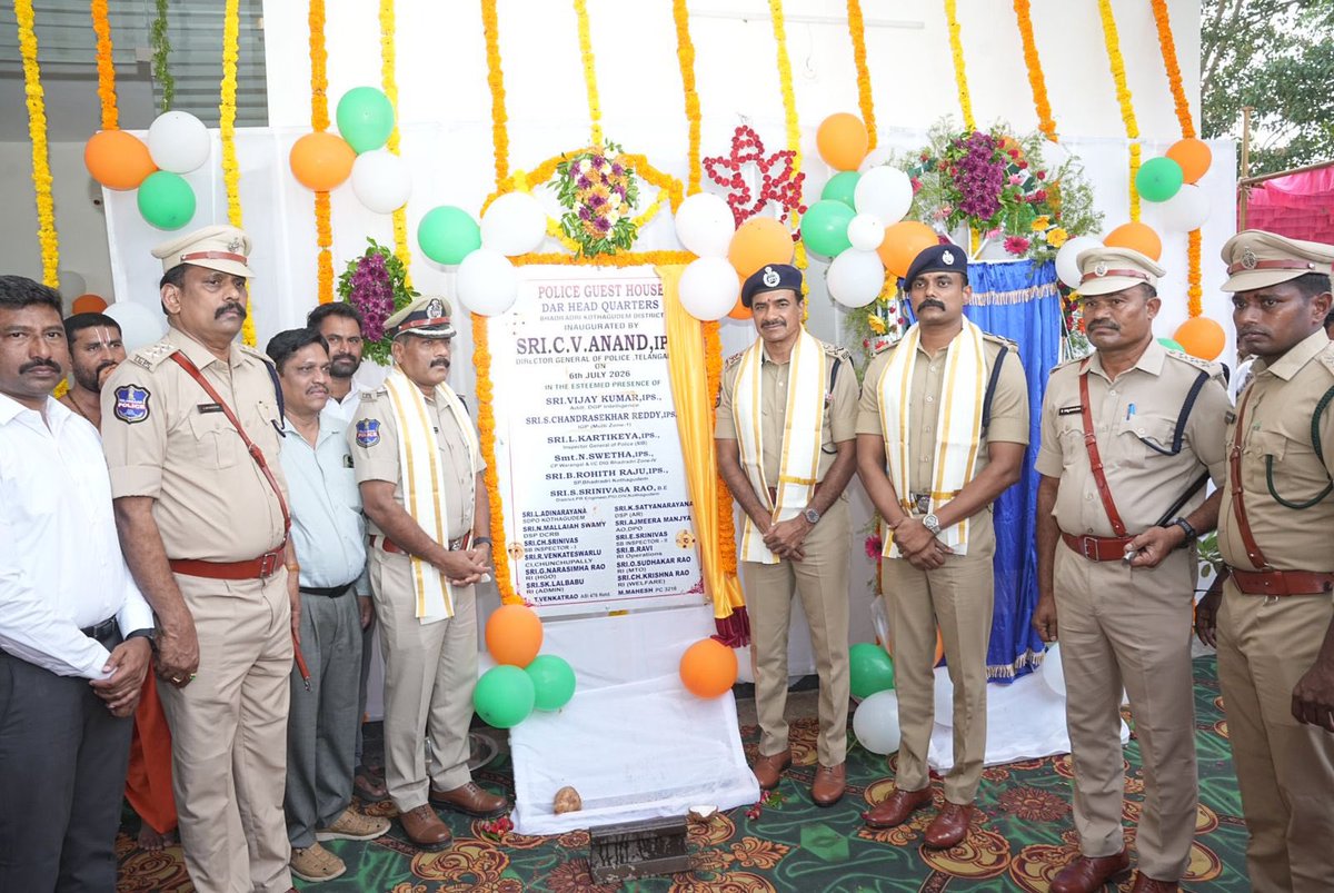 CVAnandIPS's tweet photo. In the evening, I reviewed the performance of the Bhadradri Kothagudem Police Unit. Sat through a detailed presentation by the SP and his officers on the district's crime statistics, conviction rates, anti-narcotics efforts, investigations and key administrative issues. As the district shares borders with Chhattisgarh and Andhra Pradesh, I stressed that it remains a critical entry point for ganja trafficking and directed officers to intensify action against ganja cultivation, transportation and organised drug networks, while strengthening surveillance and route checks at bus stations, railway stations and other transit points with the support of K9 units. 

I said drug traffickers would be treated as more dangerous than extremists and terrorists and would face even stricter legal action. I also directed officers to improve the quality of investigations, enhance conviction rates and ensure timely uploading of complete digital case records on CCTNS. Reaffirmed our commitment to advancing the State Government's vision of making #Telangana a drug-free State by December 2029 through sustained enforcement and public participation. 

Also inaugurated the police guest house in DAR headquarters- Kothagudem