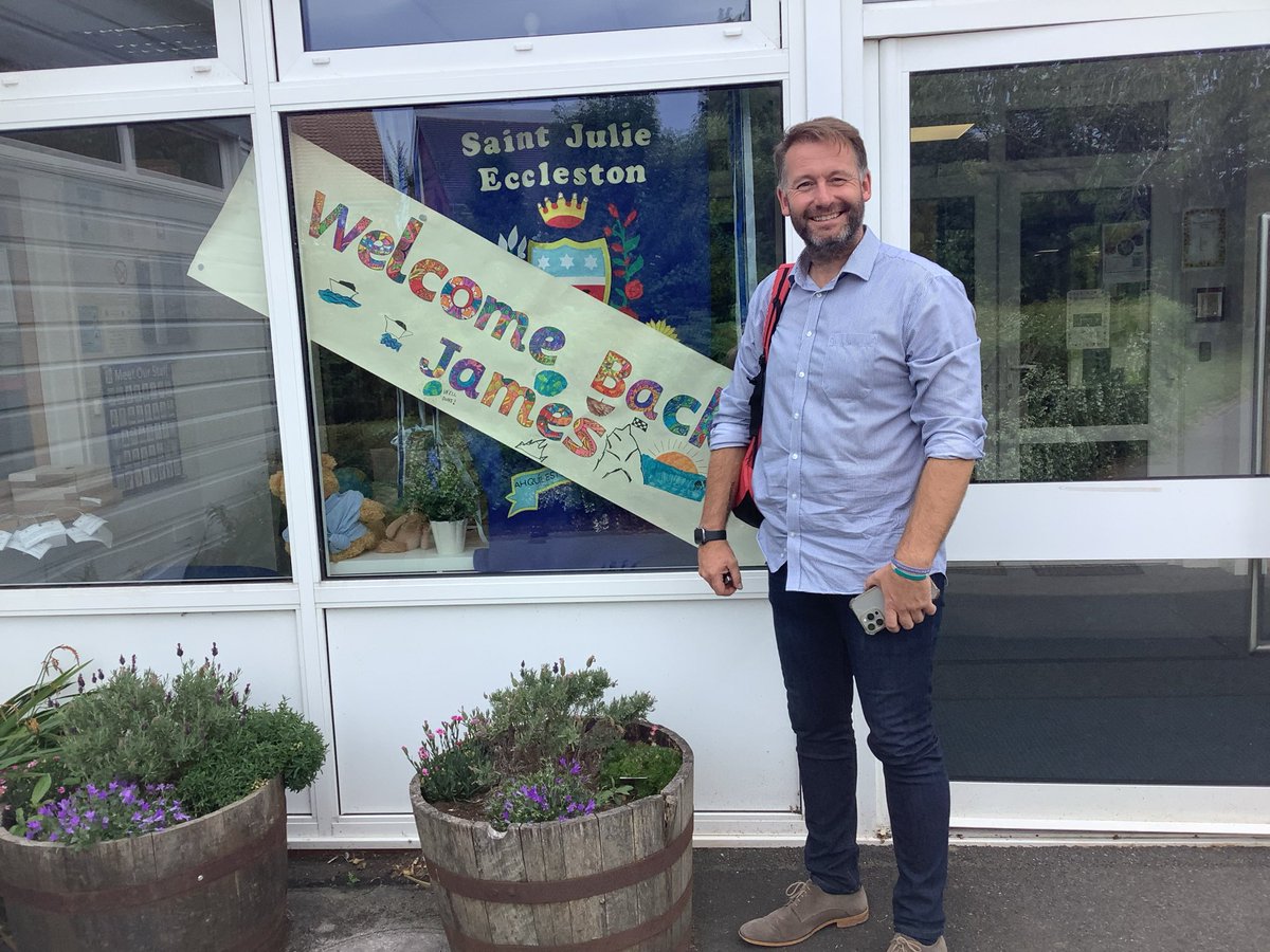 stjulieprimary's tweet photo. It was wonderful to welcome our friend James Ketchell @CaptainKetch back to St Julie today following his epic sail around the world. We loved hearing about his travels and in return we presented him with a book of adventures and thank you letters written by the children. https://t.co/eYjcNZOMWm