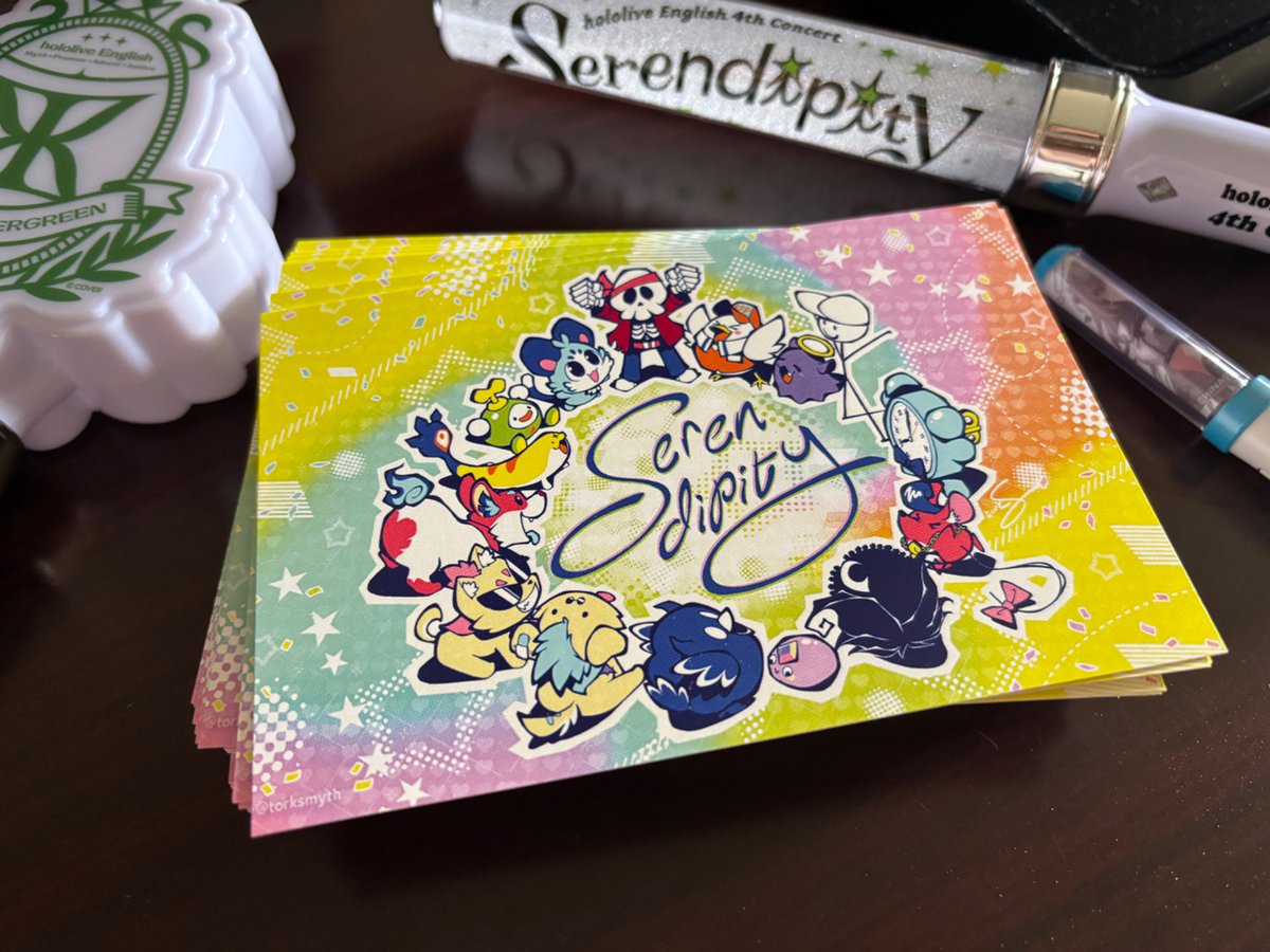 torksmyth's tweet photo. post concert blues settling in fast. thank you to everyone who liked my little postcards i handed out 💚 i love these concerts and hololive so much https://t.co/cIXybANVqX