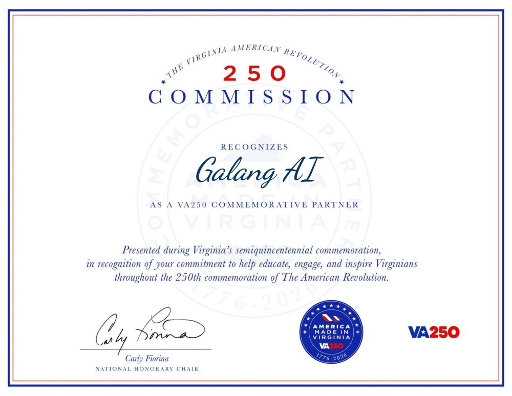 galangllc's tweet photo. From SBA Freedom 250 to VA250.

Galang AI is proud to be a VA250 Commemorative Partner, connecting our national small-business commitment to Virginia's role in America's founding story and future.

https://t.co/yApow19Tc9

#VA250 #America250 #Freedom250 #ResponsibleAI https://t.co/CpuI2GeaLZ