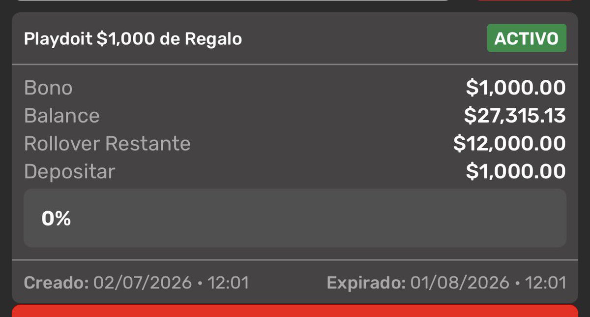 G1Villa's tweet photo. @playdoitmexico alguien me puede ayudar? me registre el viernes y los mil del bono ya los hice 27k, pero el rollover nomas no avanza 🥲 https://t.co/S8xioJFOpa