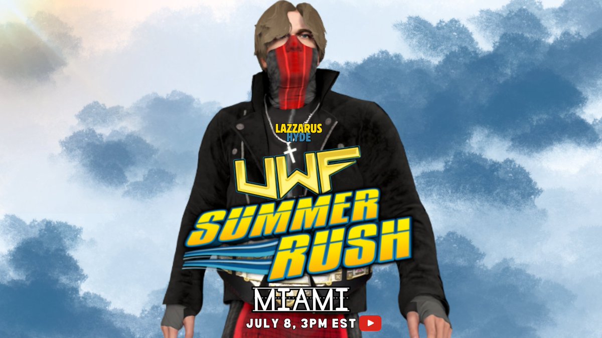 UWF_WWE2k's tweet photo. #UWFSummerRush
Wednesday, July 8th | 3pm EST | YouTube @ UpstateRemy
UWF World Championship
@Lazzarus_Hyde21
vs
???
Lazzarus Hyde's World Championship will be in the line, in Miami.
Who'll accept this opportunity of a lifetime and a chance to become World Champion? https://t.co/JEZd2JmBIJ